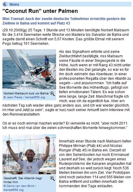 Yacht Coconut Run unter Palmen Presse
